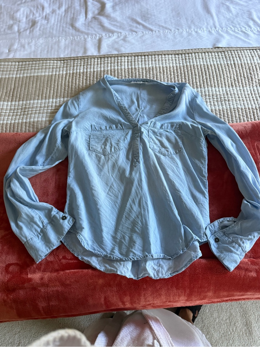 Love Tree Light Blue denim Women's Button-Down Long Sleeve Top